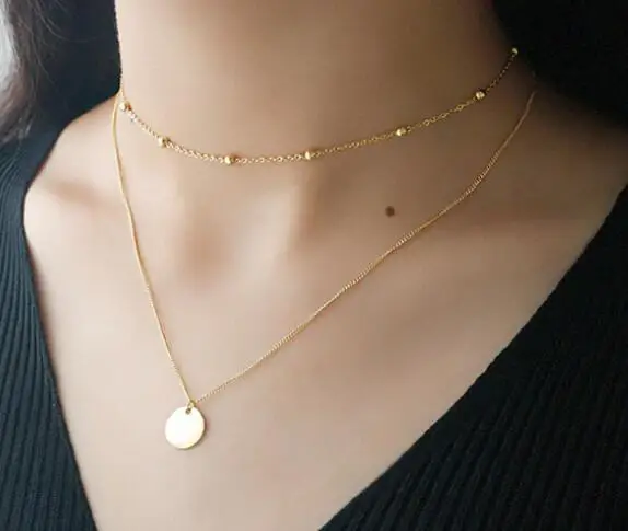 gold SHANICE, Двухслойное бамбуковое ожерелье и монета, женское ожерелье, 925 серебро, чокер, Золотая подвеска, Bijoux Femme, колье, ожерелье, ювелирное изделие - Окраска металла: gold