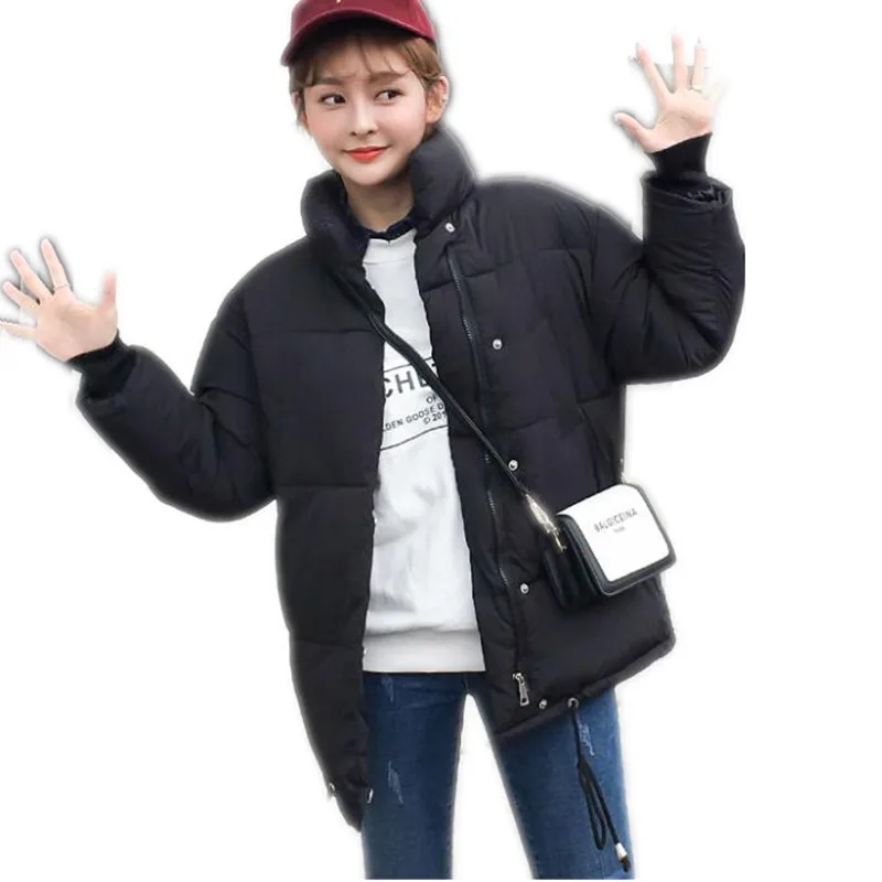 

Hot Sale Winter Women Short Parkas 2018 Down Cotton Jacket Stand-Collar Female Padded Warm Outerwear Casual Winter Coats TopQ646