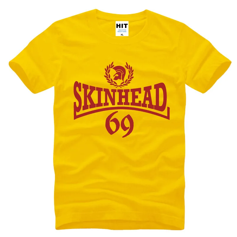 Мужская футболка с принтом Skinhead модная коротким рукавом и круглым вырезом