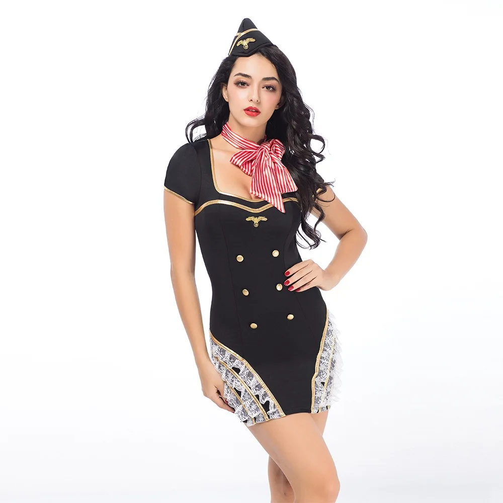 Авиакомпания Косплей Костюм стюардессы женское сексуальное белье Хеллоуин