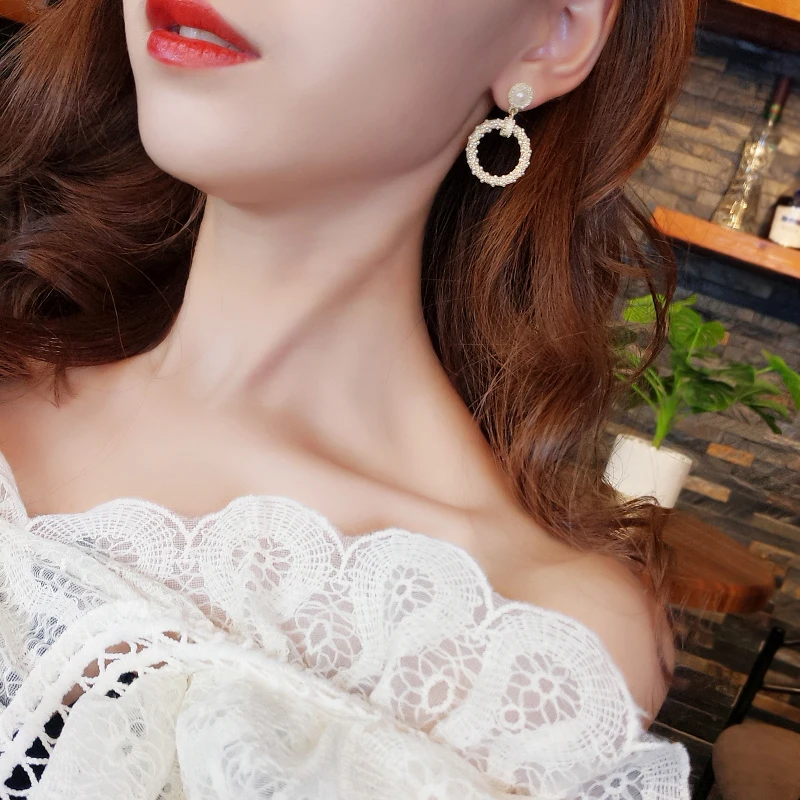 Классические круглые женские серьги из искусственного жемчуга в богемном