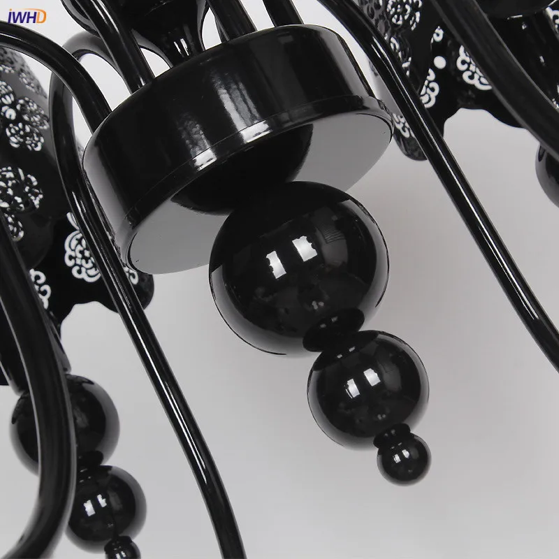 

IWHD Black Iron Wrount LED Chandelier For Bedroom Dinning Living Room Loft Decor Retro Chandeliers LED Lustres Para Quarto