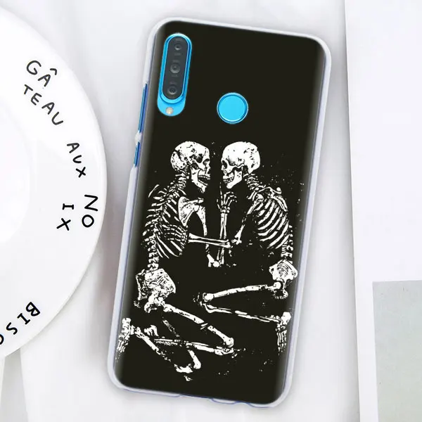 Мрачный смерть с косой Скелет Роскошный чехол для телефона для huawei P30 P30 Pro P9 P10 P20 Lite P Smart плюс вид 20 Жесткий задний Чехол бант - Цвет: 07