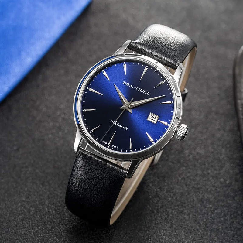 Ремешок из натуральной кожи тонкие автоматические механические часы Seagull с 3