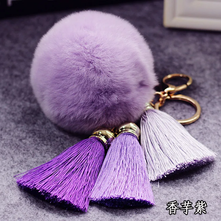 

2018Fur Pom Keychains Fake Rabbit Fur Ball Key Chain Porte Clef pom De Fourrure Fluffy Bag Charms Bunny Keychain Keyring
