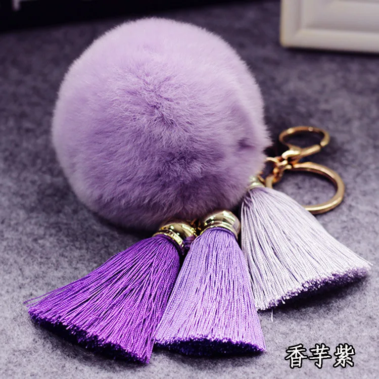 2018Fur Pom Keychains Fake Rabbit Fur Ball Key Chain Porte Clef pom De Fourrure Fluffy Bag Charms Bunny Keychain Keyring | Украшения и
