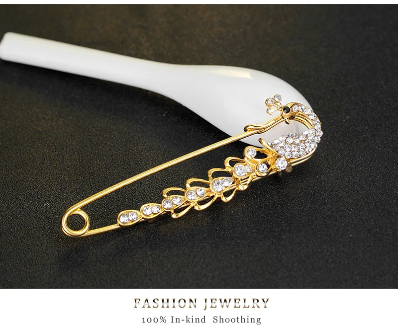 2021 модная брошь металлическая павлин Модный женский шарф Кристалл от Swarovski