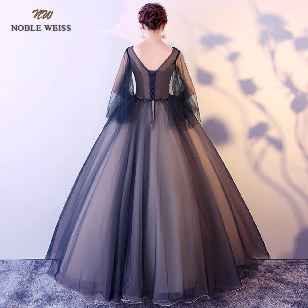NOBLE WEISS Ball Gown Quinceanera Dresses With Appliques Black Tulle Formal V-Neck Prom Dress | Свадьбы и торжества