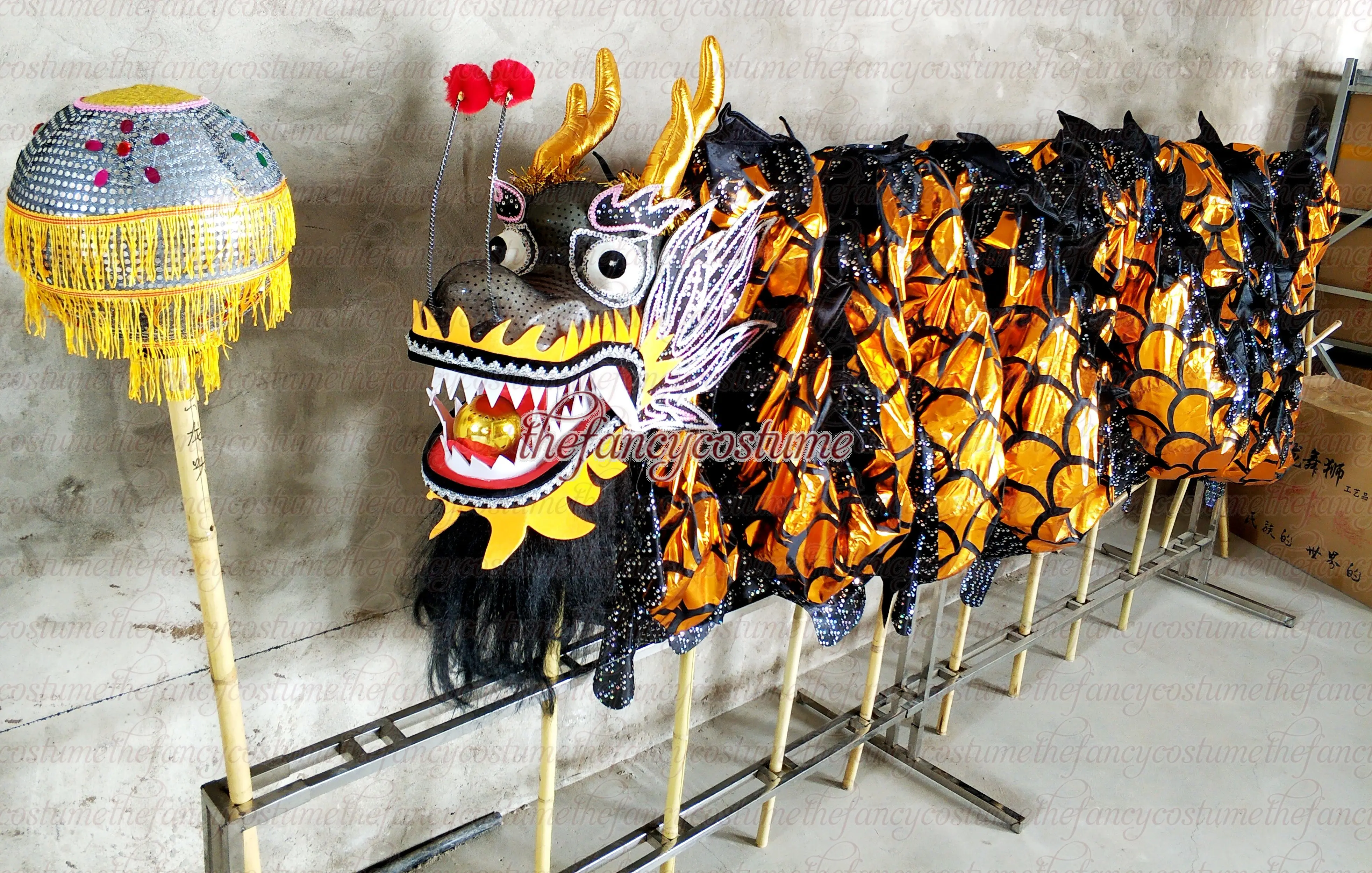 

18m 10adult dragon prop prop Chinese Black gold DRAGON DANCE ORIGINAL Dragon Chinese Folk Festival Costume stage prop