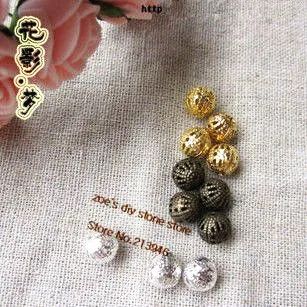 

10MM 200pcs/pack Hollow Ball-Flower Metal Loose Beads Spacers Jewelry Findings & Components