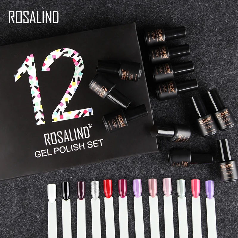 Rosalind 12 шт. Набор для маникюра гель лаком с подарочной коробкой брендовый чистый