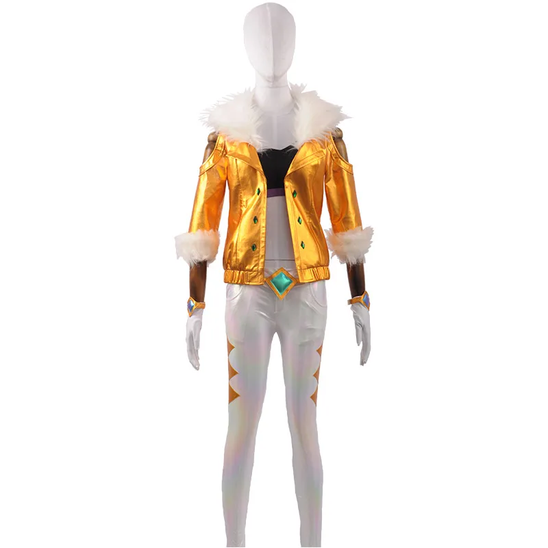 

Anime! Hot Game LOL KDA Akali New Golden Luxurious Skin Combat Suit Sexy Girls Uniform Cosplay Costume Stage Suit Free Shipping