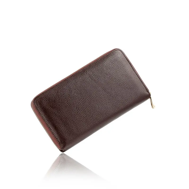 Модная мужская коричневая сумка 2016 из натуральной кожи на молнии деловой кошелек