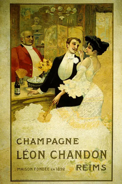 Винтажный постер на спиртовой напитки вино шампанское Леон чандон классические