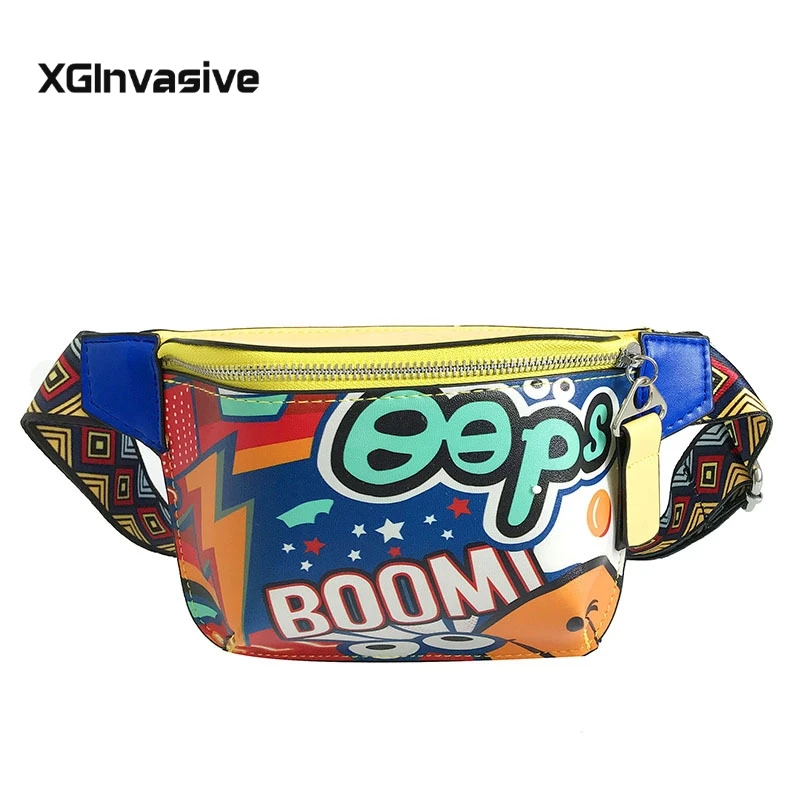 Женская поясная сумка в стиле хип-хоп Сумка с цветным плечевым ремнем из