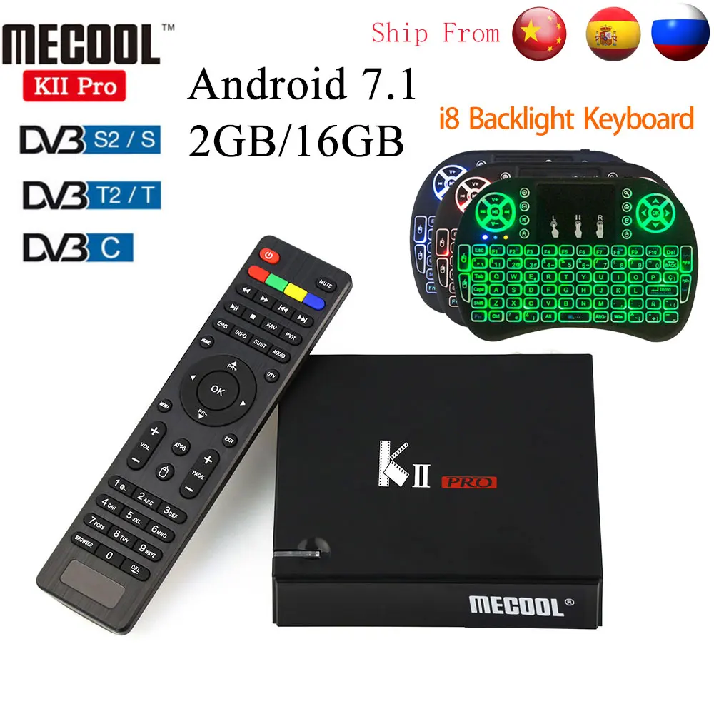 Mecool Кии Pro K2 Pro DVB-T2 DVB-S2 DVB-C Смарт ТВ Box Android 7,1 Amlogic S905D Quad-core HD Декодер каналов кабельного телевидения PK Mecool M8s Pro W