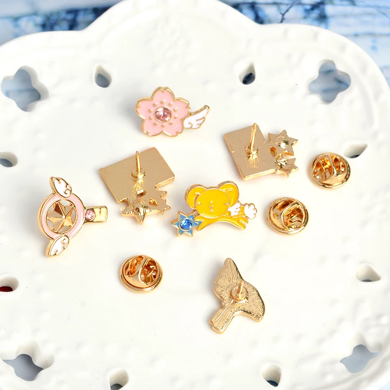 6 шт./компл. Card Captor Sakura Керр скипетр карты булавки броши значки твердым эмалиевым покрытием штырь отворотом шляпа сумка джинсы шпильки Card Captor ювелирные изделия
