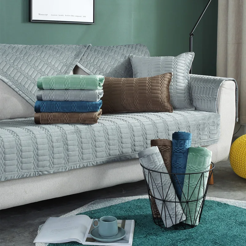 

Современный чистый цвет голландский бархат диван наволочка для гостиной четыре сезона общие Нескользящие диванные подушки могут быть наст...