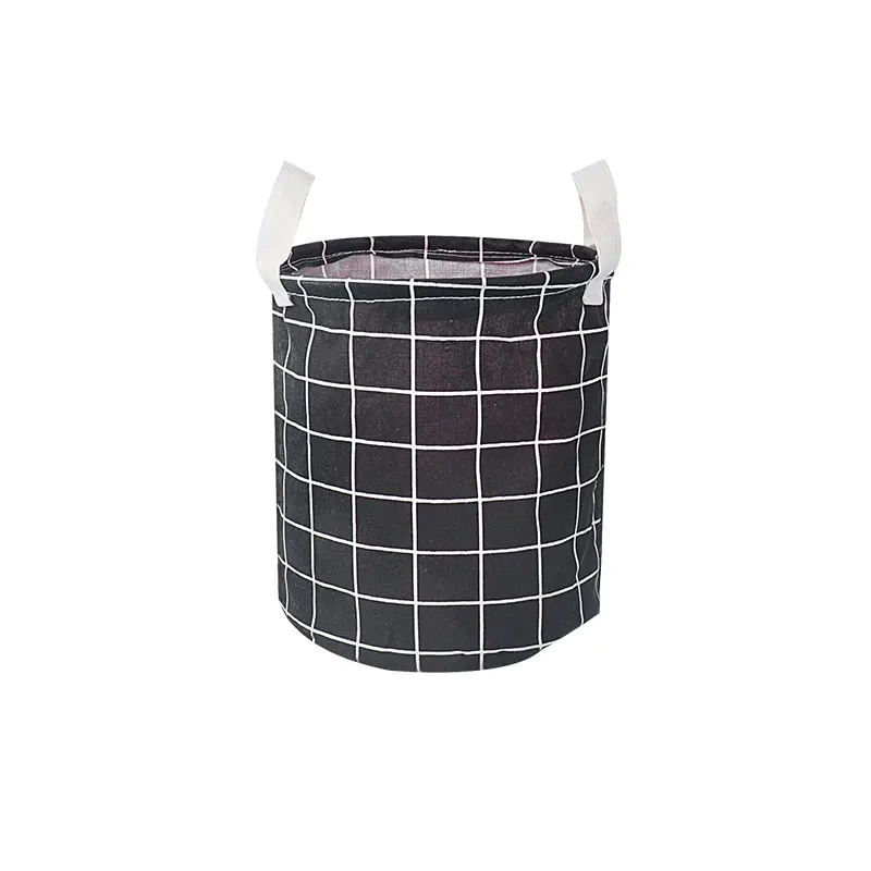 

1pc Folding Dirty Laundry Basket Cotton And Linen Round Storage Bin Collapsible Clothes Laundry Hamper Household