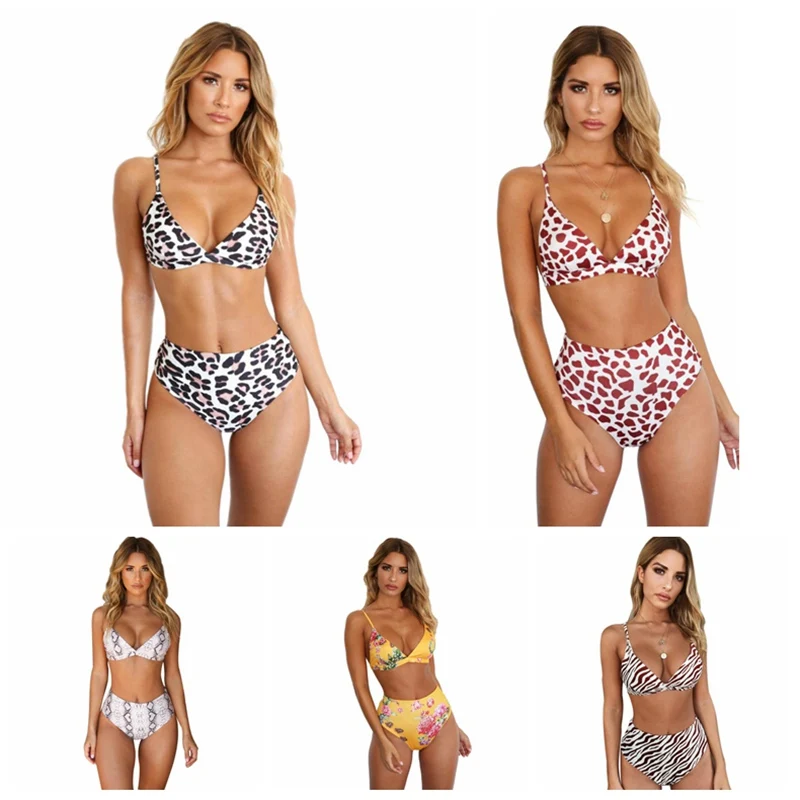

High Quality Bikini 2019 new sexy women's high waist swimsuit women's leopard zebra swimsuit bikini