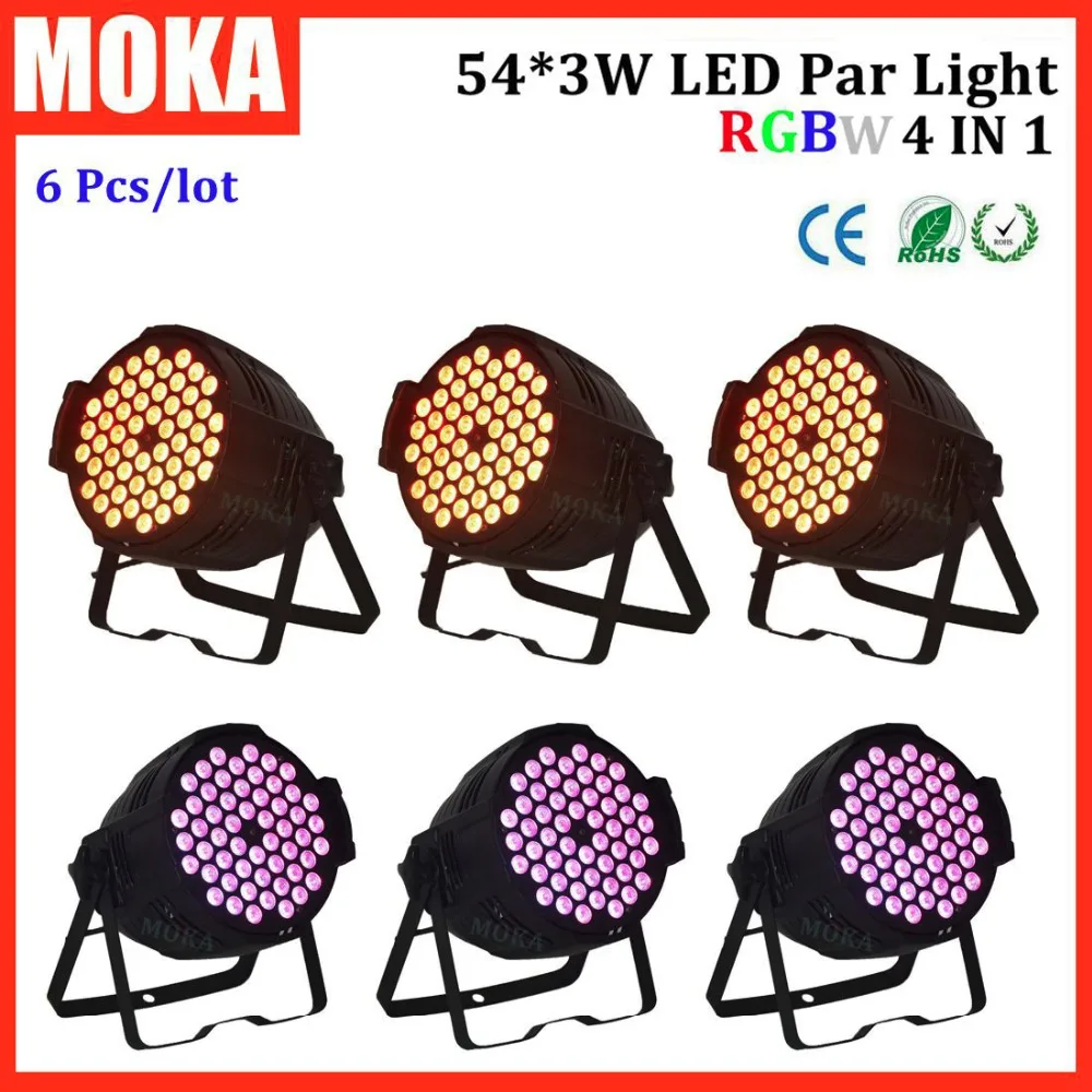 6 шт./лот 54*3 Вт par led rgb фонарик для вечеринок