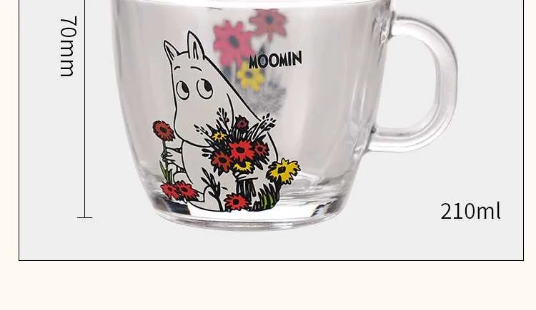 Moomin Новая мода мультфильм посуда для напитков младенцев стеклянный водный напиток Стакан Кружка прозрачная стеклянная ручка 210 мл стеклянная чашка безопасная Милая кружка
