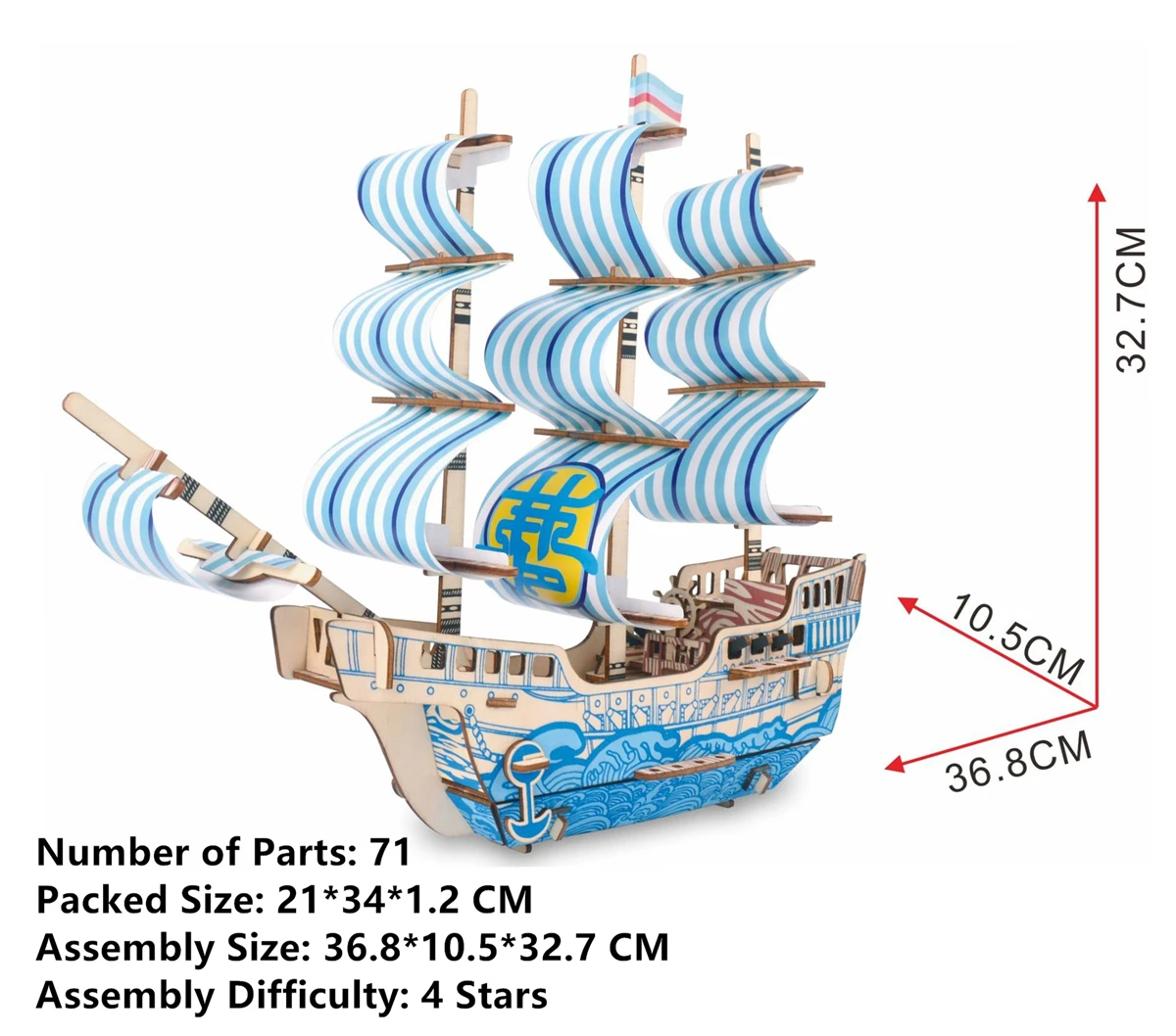 Laser Cutting New Assembly DIY Education Toy 3D Wooden Model Puzzles For Kids Gifts Of Blue Dream Ship Sailing Boat | Игрушки и хобби