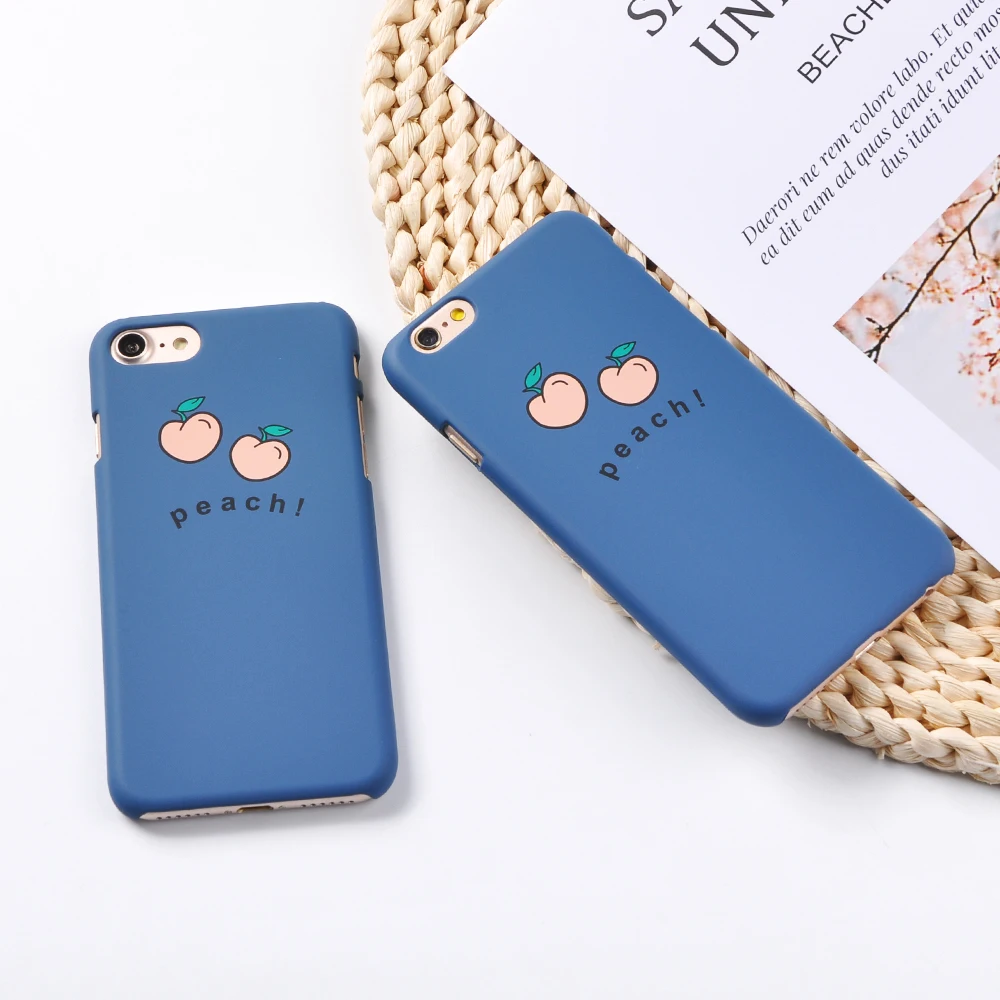 Ranipobo мультфильм фрукты персик Телефон чехол для iPhone 6 6s 7 8 Plus X Ультра тонкий синий Жесткий ПК чехол письмо задняя крышка для iPhone 6s