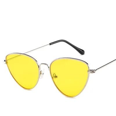 silver yellow Оправа для очков в стиле кошачьи глаза женские Модные прозрачные Линзы для очков Близорукость Оптические очки оправа oculos feminino occhiali da vista donna - Цвет оправы: silver yellow