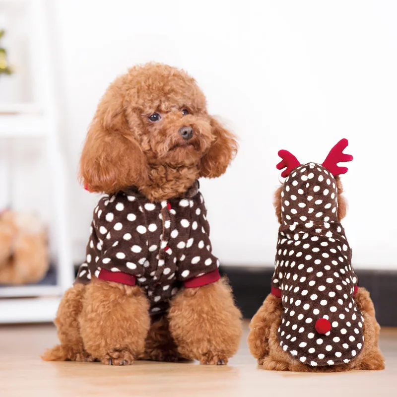 Funny winter dog pet warm clothes small puppy Christmas jacket coat Fleece elk cosplsy costume Jumpsuit jumpers Hoodie | Дом и сад