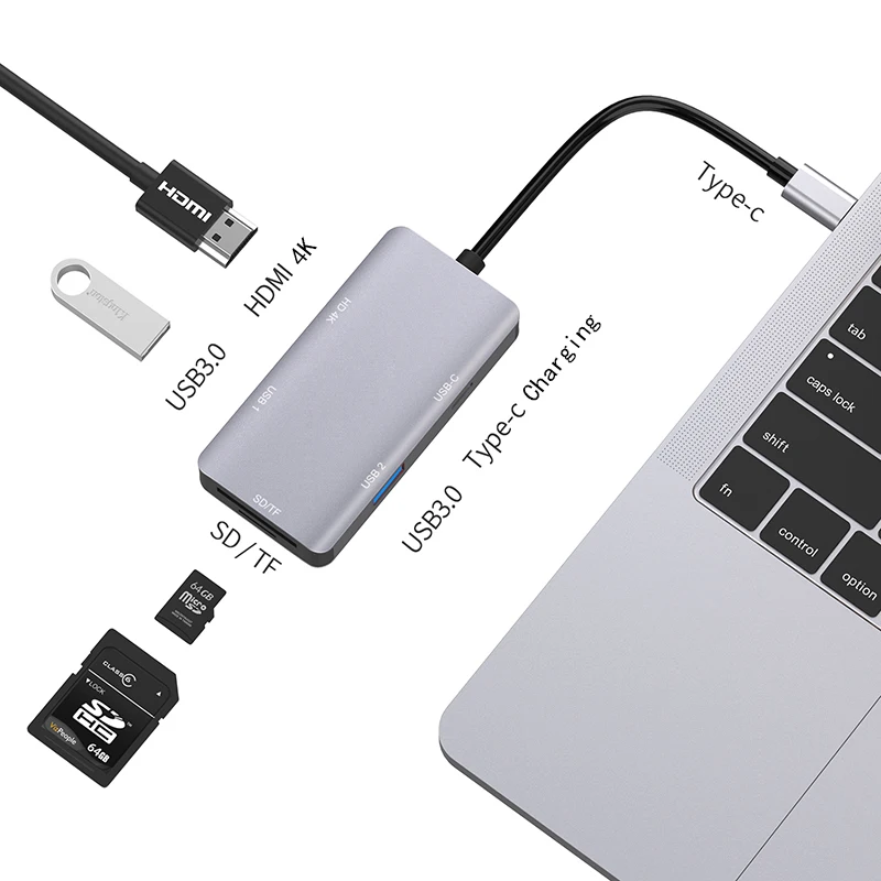 Док-станция Fealushon с разъемом типа C HDMI USB хаб для ноутбука Macbook Pro HP DELL Surface Lenovo Samsung |