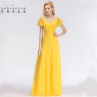 Вечернее платье, желтое, с коротким рукавом, с V-образным вырезом, ТРАПЕЦИЕВИДНОЕ, 34 цвета, на заказ, 2018