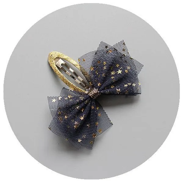 blue clip 12 шт./партия, модные милые сетчатые заколки для волос с сетчатым бантом, заколки для волос, блестящие заколки для волос со звездой и бантом, аксессуары для волос принцессы - Цвет: blue clip