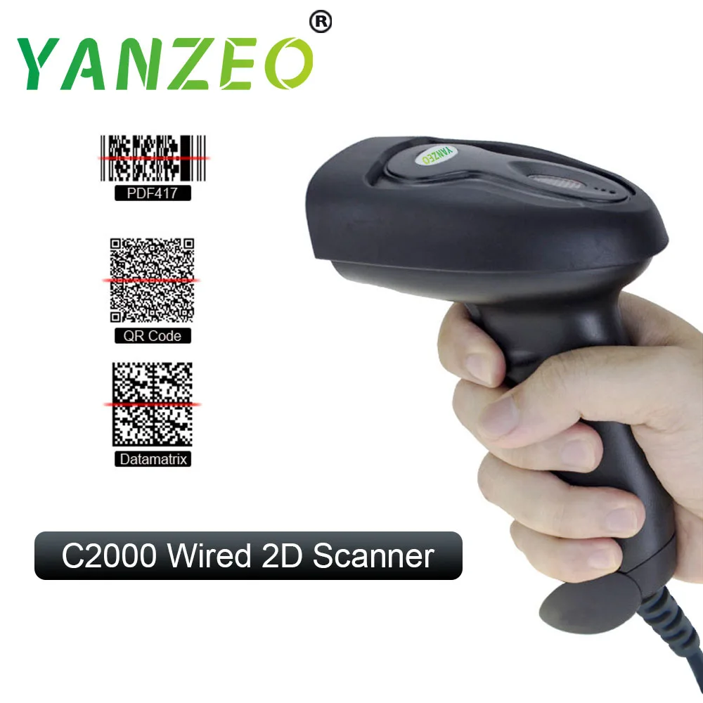 Yanzeo проводной 2D Ручной сканер штрих-кода USB 1D для POS Windows IOS Android Linux | Компьютеры и