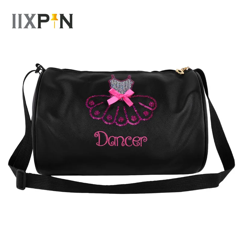 

IIXPIN Kids Girls Adorable Ballet Dance Bag Shiny Sequins Embroidered Dress Dancing Duffle Bag Hand Bag Shoulder Bag For Girls