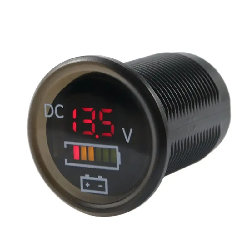 

DC 12V/24V Car Boat Voltmeter Battery Monitor IP67 Waterproof LED Voltage Gauge