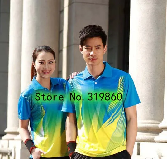Wholesale New arrival 2014 new badminton clothing for male and female quick-drying lapel T-shirt SB47199 | Мужская одежда