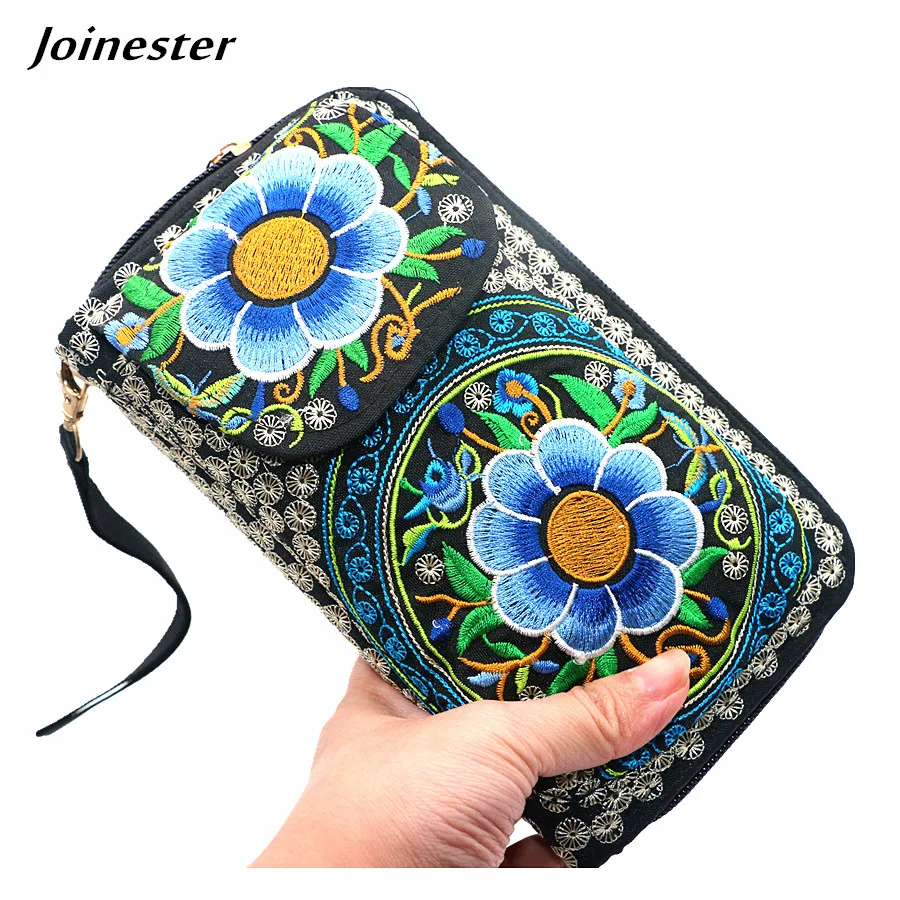 Женский Длинный холщовый кошелек с цветочной вышивкой|long clutch|wallet vintagevintage purse |