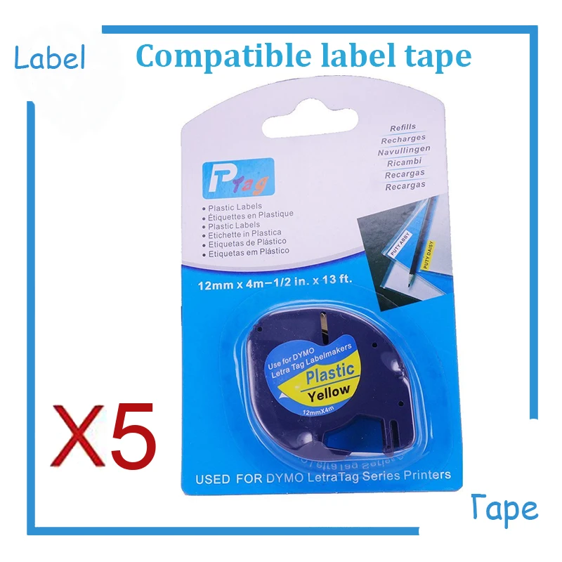 

Пластиковая лента DYMO LetraTAG, 12 мм x 4 м, черная на желтой этикетке dymo LT 91202