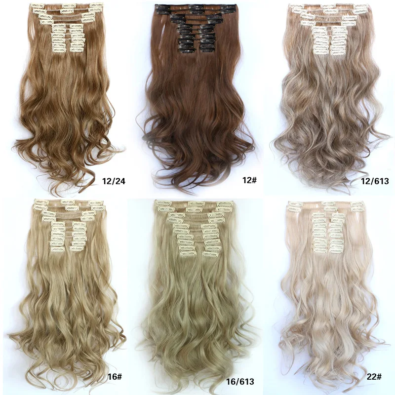 22inch 150g Wavy Clip In Synthetic Hair Extensions Curly Heat Resistant For Party |