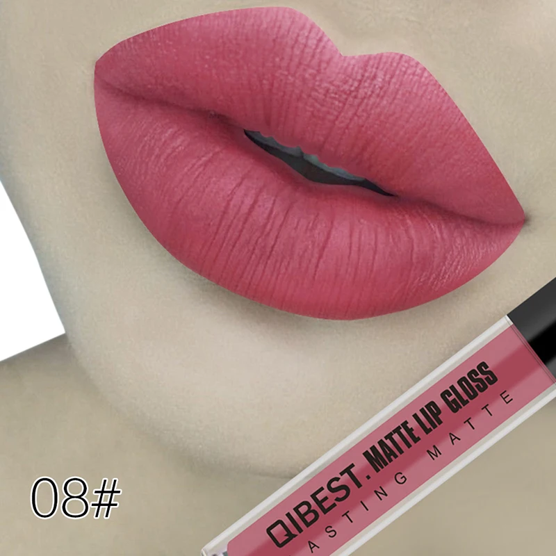 8 Qibest Matte Lipstick Liquid Nude Batom Mate Makeup Waterproof Liquid Lipstick Long Lasting Lip Tint Matte Cosmetic No-stick Cup - Цвет: 8