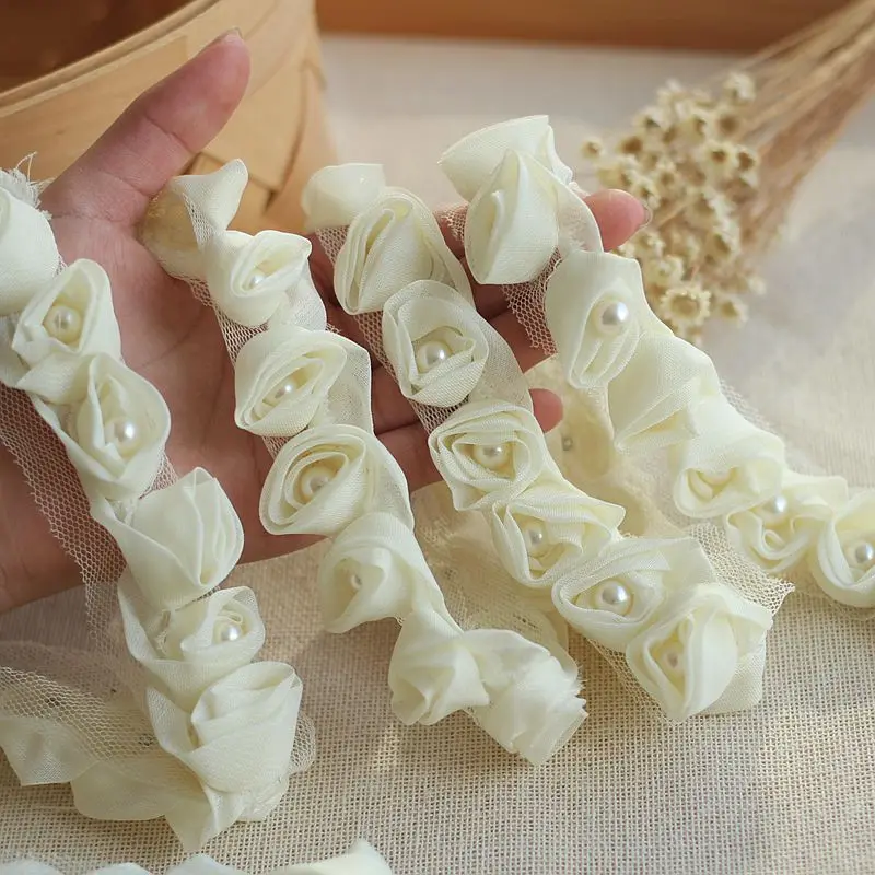 3D Роза цветы кружевная отделка ткань аппликация Швейные принадлежности лента 1