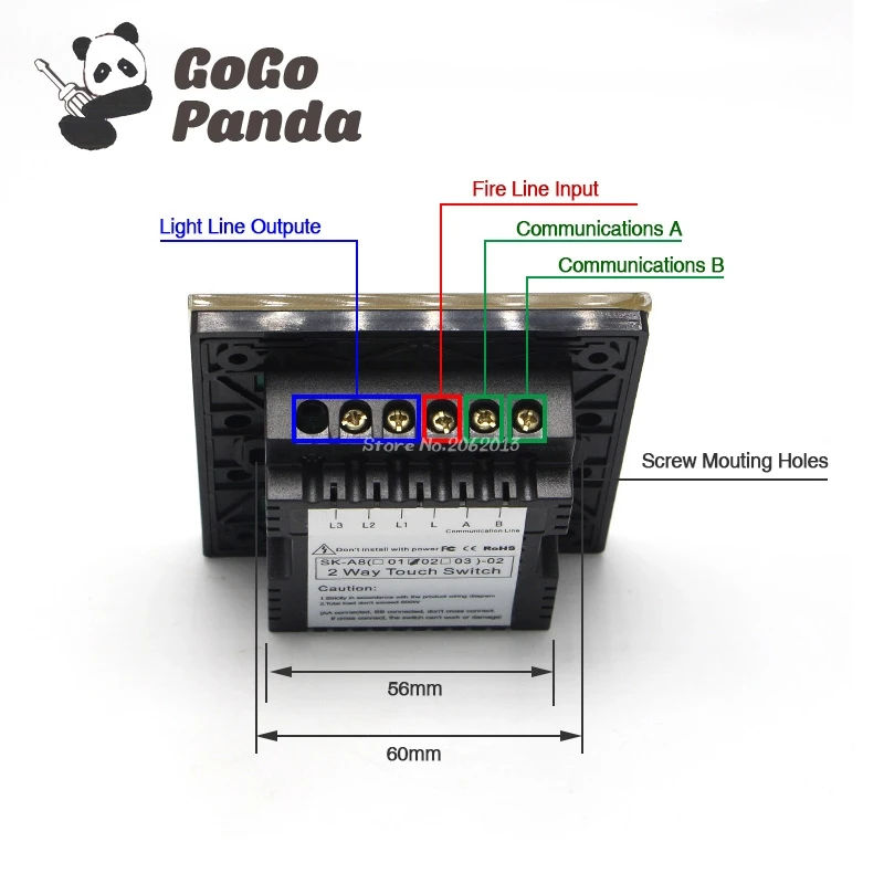 GOGOPANDA Британский стандарт 1 банда 2 способ управления сенсорный переключатель