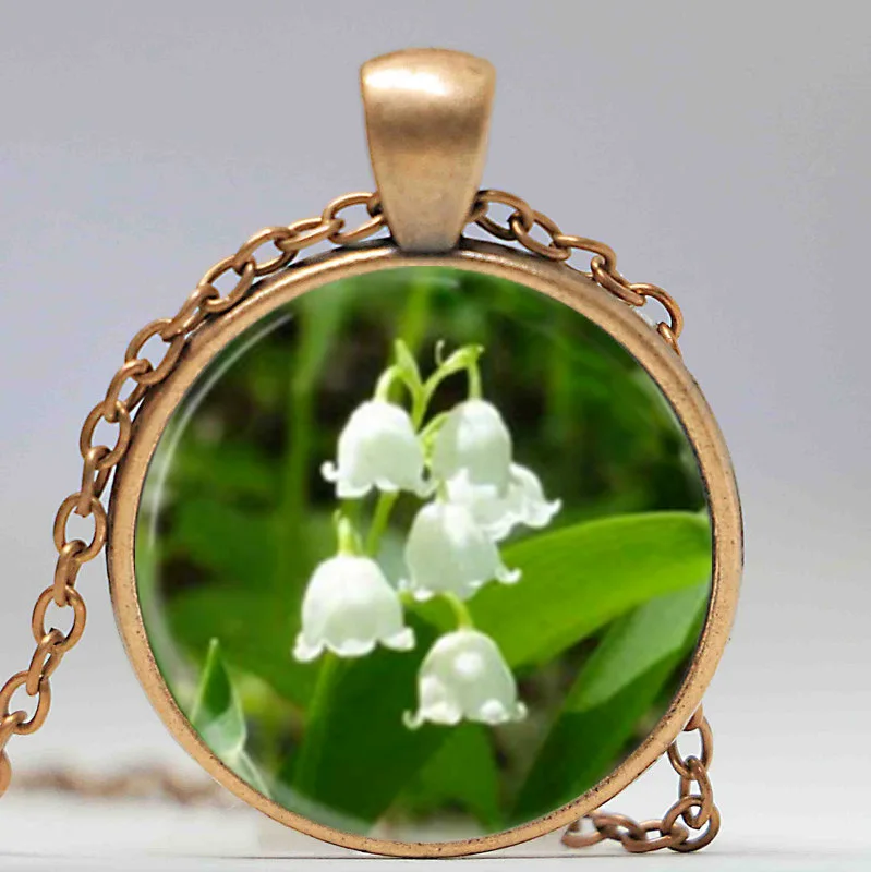 Стеклянное ожерелье с подвеской в виде цветка ландыши лилией|glass necklace|lily necklaceflower