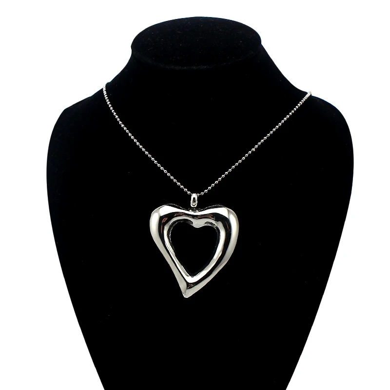COUYA 2017 New design 316L stainless steel silver big hollow heart pendant necklace women jewelry Free shipping high quality|designer jewelry|jewelry
