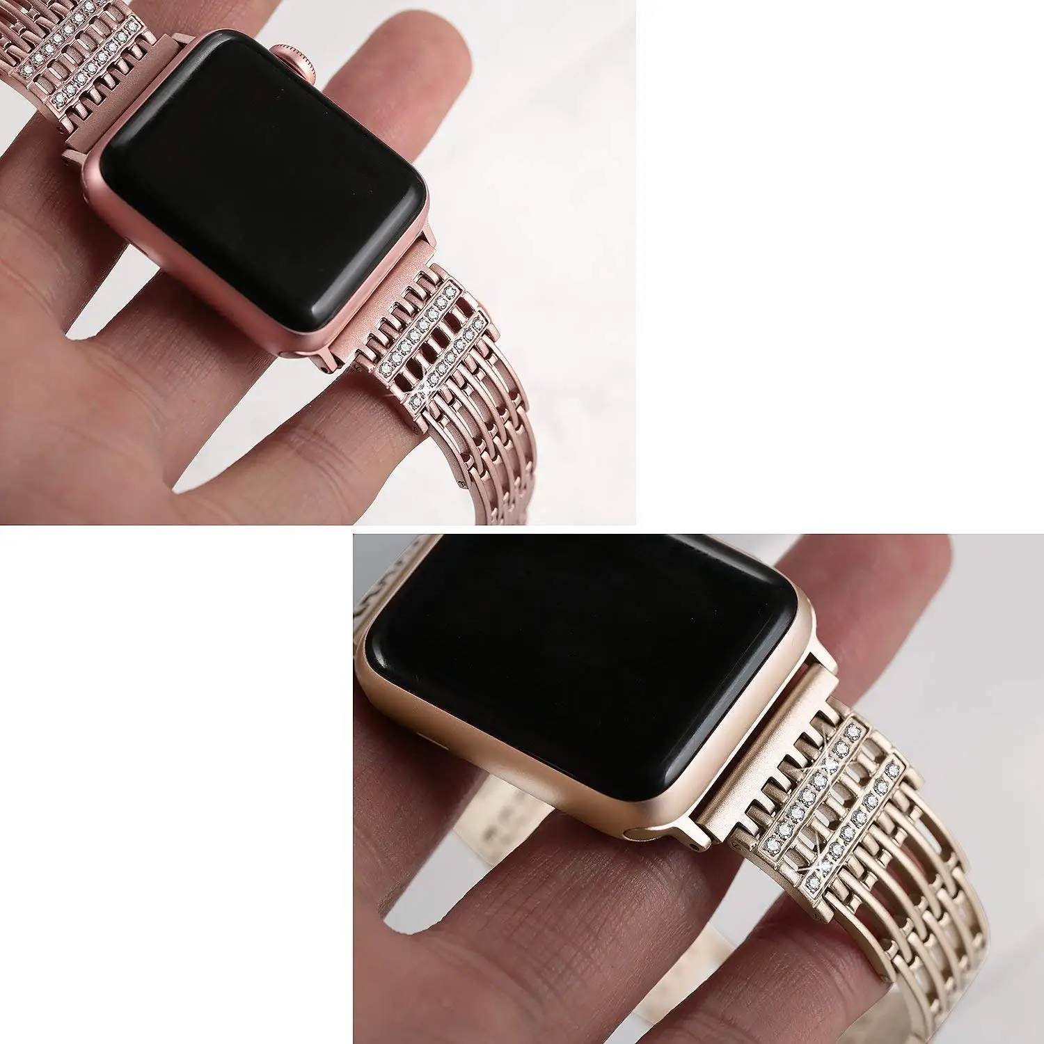 Бриллиантовый браслет для Apple Watch 38 мм 42 40 44 ремешок из нержавеющей стали Женский