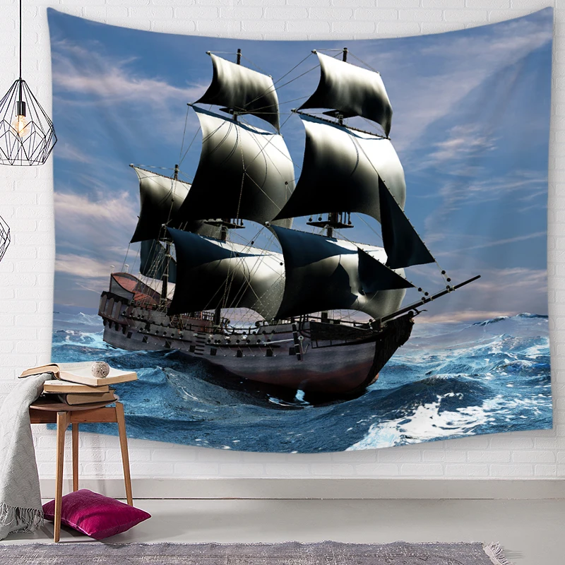 Ferry Tapestry High-Definition Map Fabric Wall Hanging Decor Watercolor Letter Polyester Table Cover Yoga Beach towel | Дом и сад