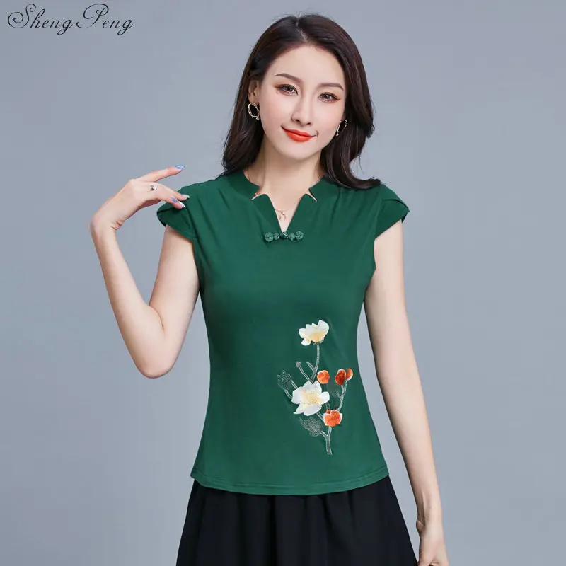 Китайская одежда топы традиционного стиля Cheongsam топы Qipao летние короткие жаккардовые хлопковые костюм для выступлений Vetement рубашка G122