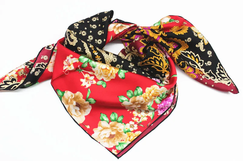 Новый Модный женский шарф 100% саржевый Шелковый квадратный три цвета строчка