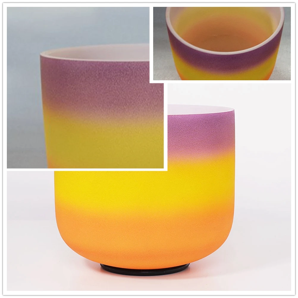 14 Inch Outside Rainbow Colored B Note Crystal Singing Bowl for Crown Chakra Balancing/Yoga/Meditation/Sound Therapy | Спорт и